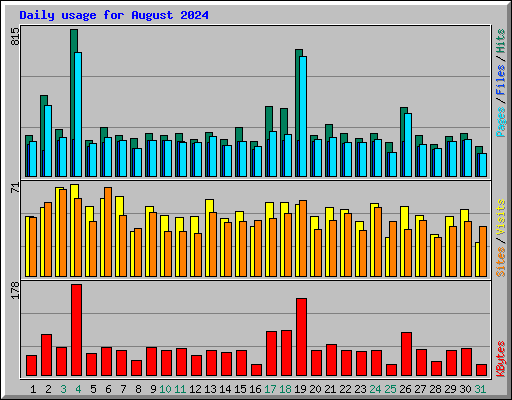 Daily usage for August 2024