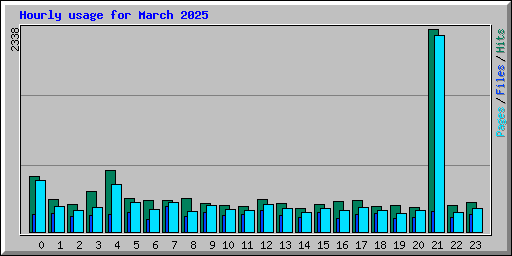 Hourly usage for March 2025